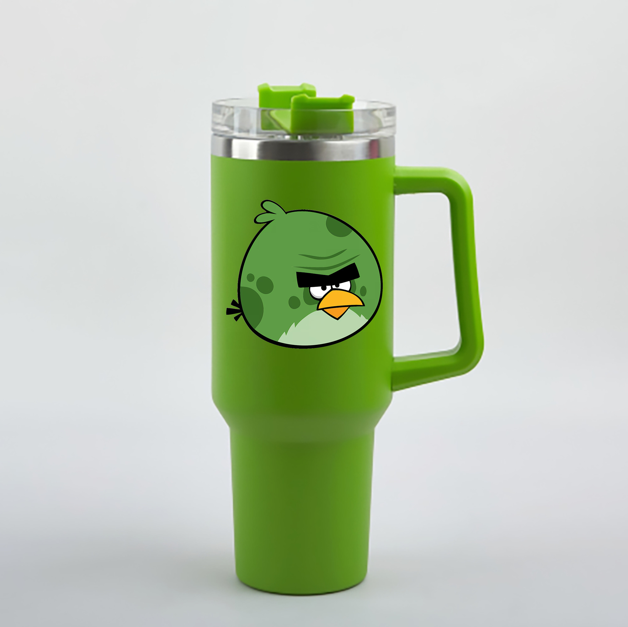 （画像用） Angry Birds アングリーバード 1200mL車用タンブラー - クリスタルステッカー（プラスチックストロー付き）